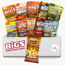 BIGS Sunflower Seeds Variety Pack 5.35oz - 10 Flavors - Caramel Popcorn 2oz