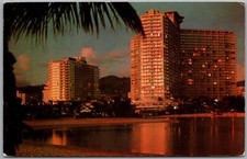 Sunshine Bathes The Fabulous Ilikai Kahanamoku Beach Lagoon Hawaii Postcard C886
