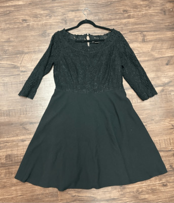 Karl Lagerfeld Black A-Line Lace Dress, Sz XL