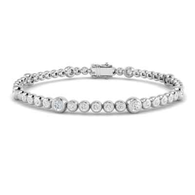 2.25 CT Round cut Lab-created Diamond rub over set Tennis Bracelet in 925 Silver
