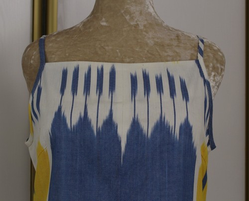 Cotton ikat dress,Handmade blue sundress,Cotton boho dress,Uzbek ikat clothing - Picture 5 of 10