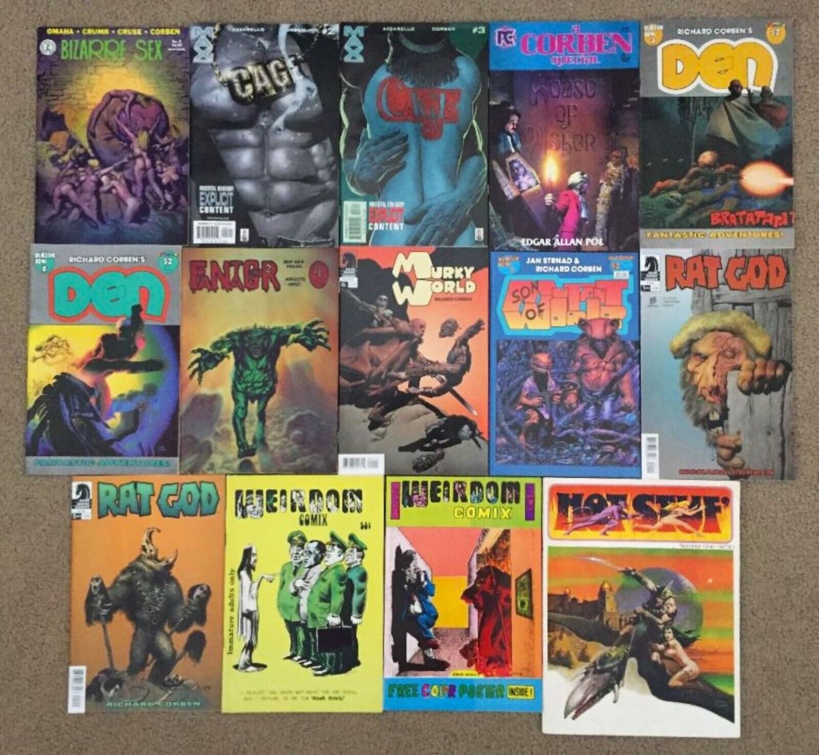 RICHARD  CORBEN  UNDERGROUND  COMIC  LOT  OF  14  ISSUES ......... FREE SHIPPING
