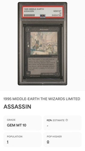 Middle Earth Wizards CCG Assassin Limited Edition MECCG PSA 10 Gem Mint POP 1 - Picture 3 of 3