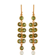 Yellow Gold Plated 925 Silver Peridot Gemstone Hook Earrings Jewelry GIFT