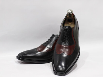 Men Two Tone Black and Maroon Leather formal shoes, Handmade Dress Shoes | eBay Men Two Tone Black and Maroon Leather formal shoes, Handmade Dress Shoes | eBay
