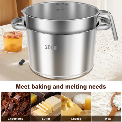 Sturdy Easy to Use Double Boiler Pot Set with Silicone Spatula 1.82QT NXX - Picture 4 of 11
