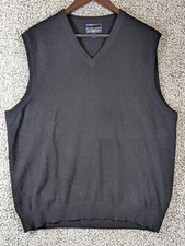 Club Room 100 Percent Cashmere Vest Men's Large Black Athleisure Golf Tennis
