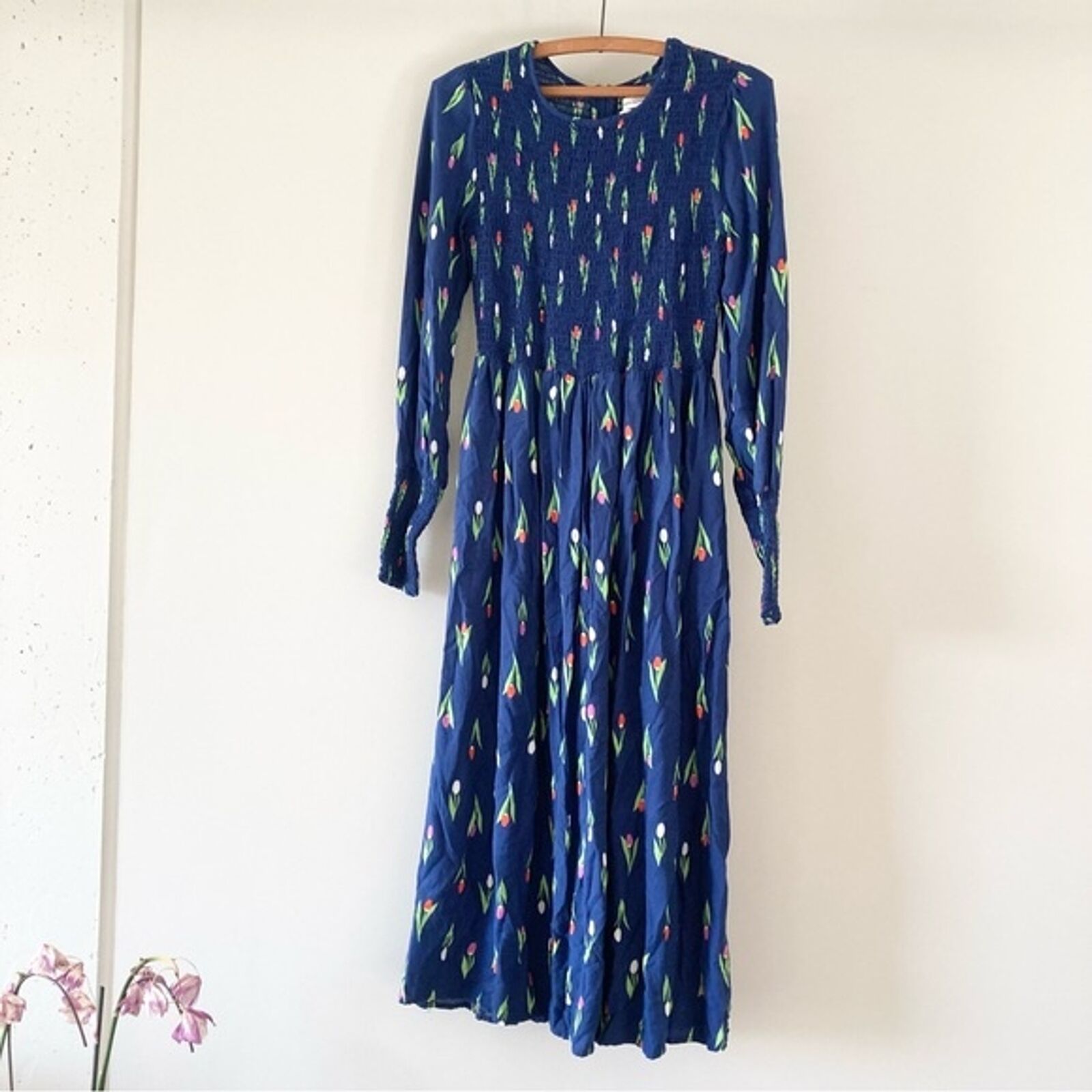 Urban Outfitters Smocked Tulip Navy Dress Small - image 4