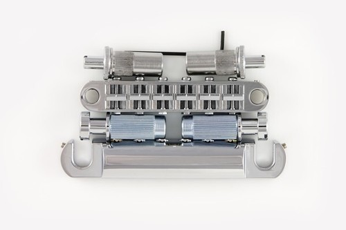 LPM02-N TonePros Metric Bridge/Tailpiece Set, pre-notched saddles, Nickel - Picture 3 of 6
