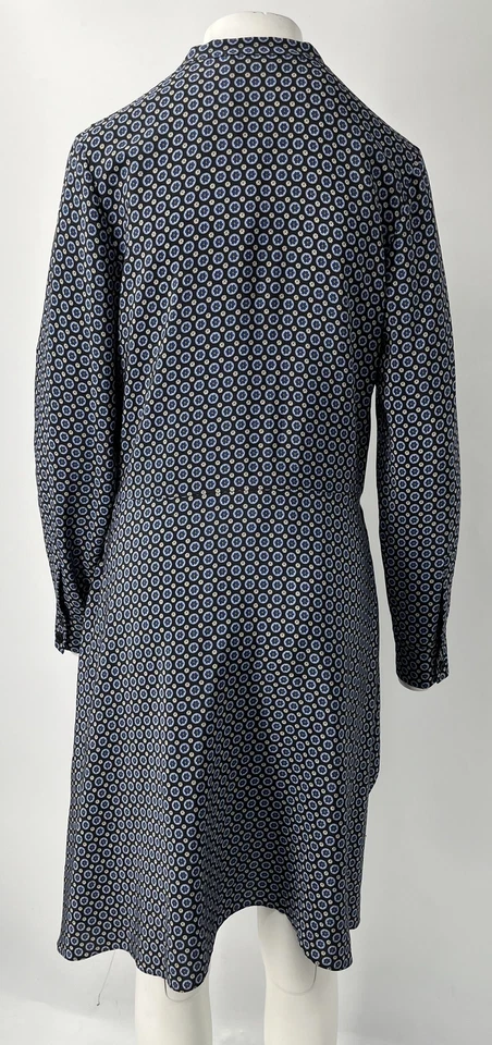 Stella McCartney 2017 蓝色花卉印花不对称丝绸长袖连衣裙,尺寸 42 — 第 3/4 张图片