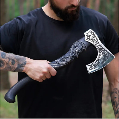 Fenrir Axe, Forged Nordic Wolf Axe Handmade, Viking Axe