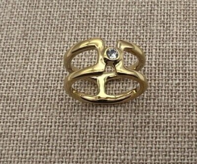 NEW Uno de 50 SER INDOMITABLE Ring 18K Gold Plated White Topaz *MULTIPLE SIZES*