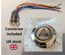 Chrome Hazard latching 12V 3A push button switch 16mm 2NO2NC UK STOCK