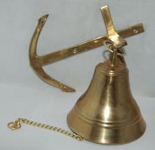Nautical Ship's Boat Solid Brass Bell with Anchor Marine Maritime Wall Decor