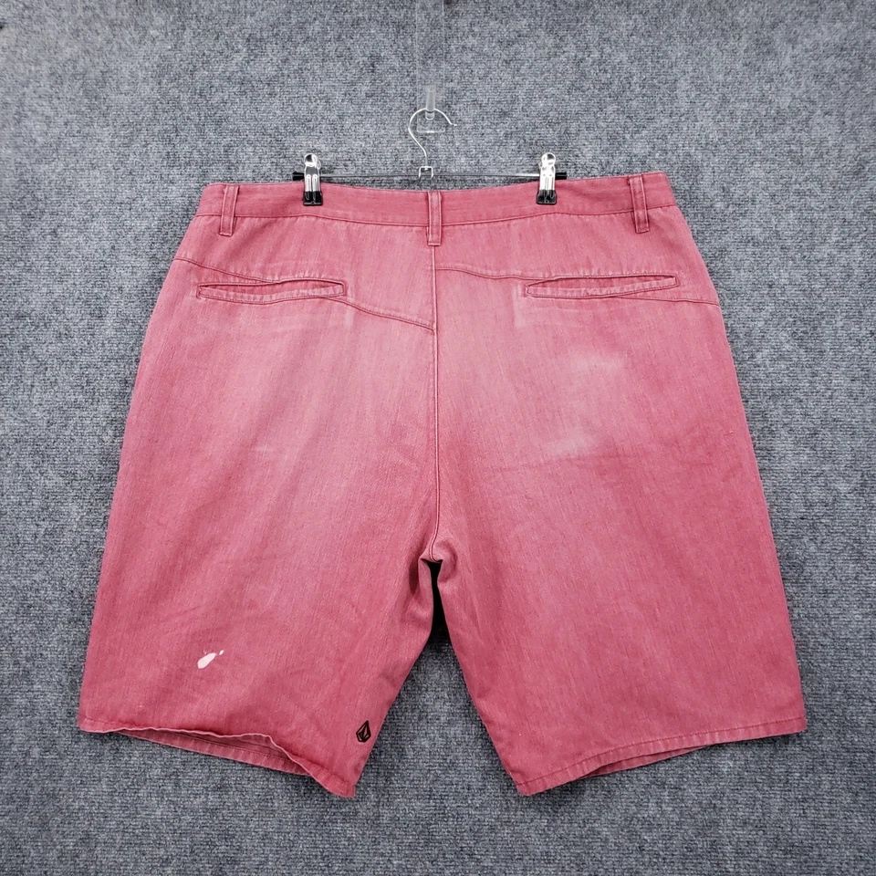 Volcom Shorts Mens 40 Red Bermuda Mid-Rise 10" Flat Front Denim Casual Outdoor - Image 2 of 4
