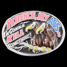 Vultures R. Crumb Artwork Patience My Ass... Belt Buckle
