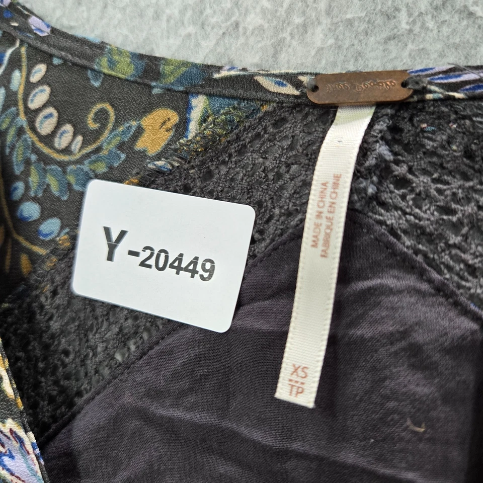 Vestido Free People Mujer XS Gris Cachemira Floral Lluvia O Brillo Mini Línea A Boho Foto 2 de 4