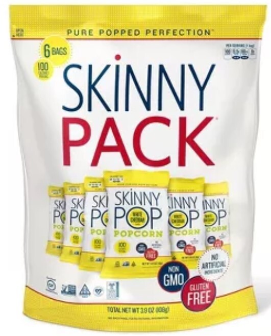 SkinnyPop White Cheddar Popcorn, Skinny Pack, GlutenFree, 0.65 oz, 6
