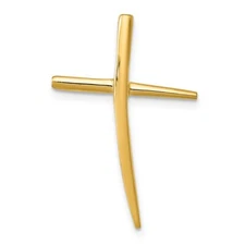14K Yellow Gold Curved Cross Chain Slide Pendant L- 1.11 Inch, W-0.67 Inch