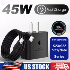 45W Type USB C Super Fast Wall Charger+Cable For Samsung Galaxy S23 S22 S21 MO