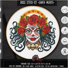 Dia de los Muertos StitchCraft Kit: DIY Needlework Set with Design Pattern for A