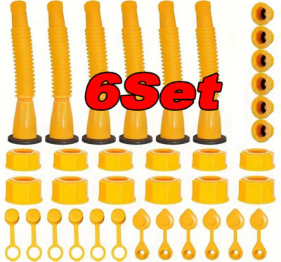 6X Replacement Gas Can Spout Nozzle Vent Kit for Plastic Gas Cans Old Style Cap