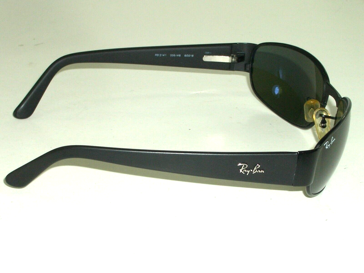 RAY BAN ITALY RB3141 006/48 LEATHER II 60[]18 BLACK SPORT METAL