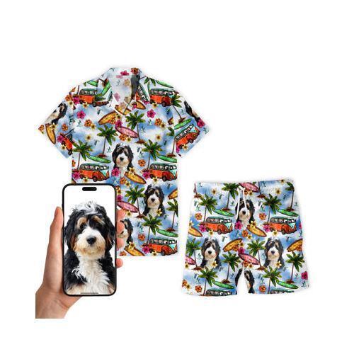 Personalize Pet Hawaiian Shirt Set, Custom Dog Face Summer Beach Surfing Floral - Foto 1 di 3