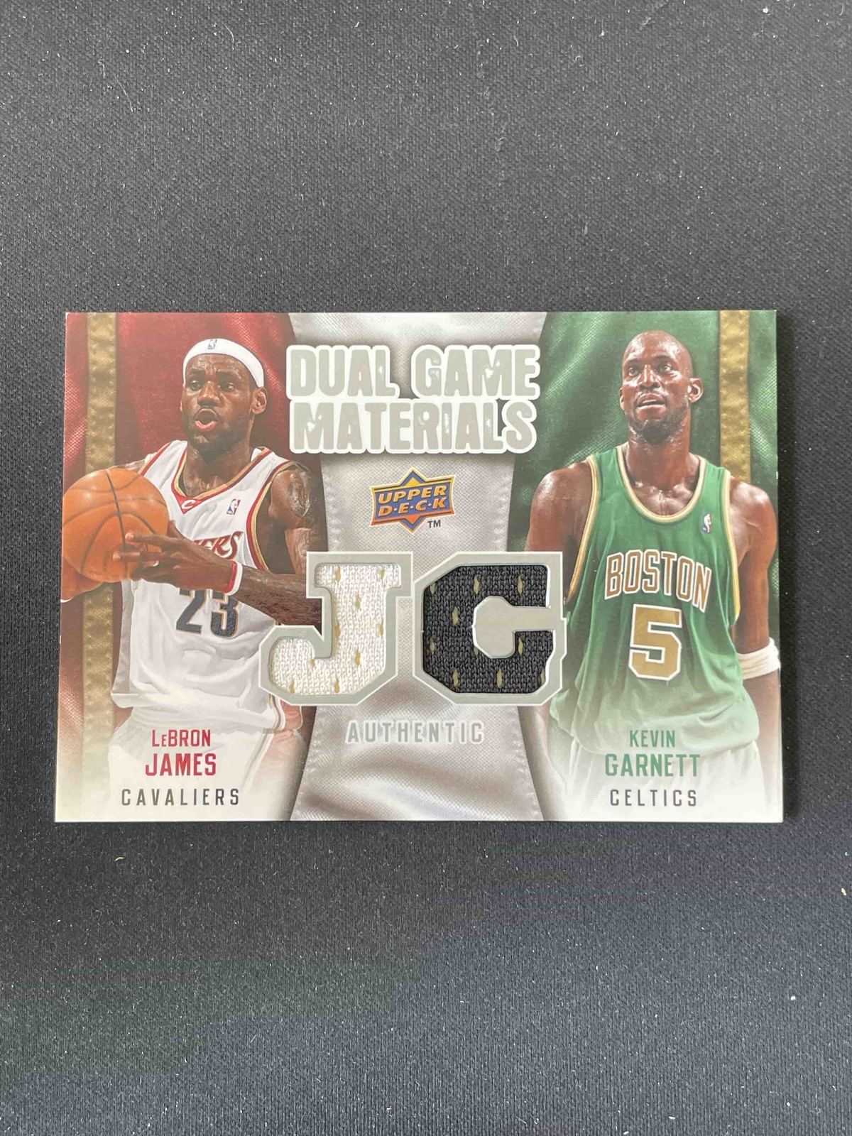 LeBron James & Kevin Garnett 2009-10 Upper Deck Game Materials Dual Jersey view 1
