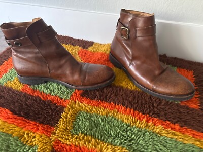 Twenty-Two Men's Size 44/ 11 Brown Leather Laceless Ankle Boots -Made in Italy