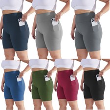 Womens Soft High Waist Yoga Biker Shorts Pant...