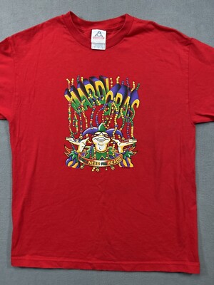 Mardi Gras Need For Beads Graphic T Shirt Adult Large Red Crew 100% Cotton USA