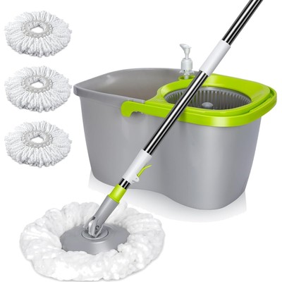 Effortless Cleaning with Self-Wringing Spin Mop & Bucket - 50.4'' Handle