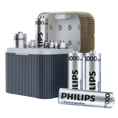 #ad #ad Original Philips 8 Pack 3000mWh 1.5V Rechargeable AA Batteries Lithium Charger $27.54