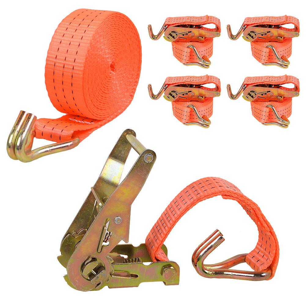 4 Set Ratchet Straps Tie Down 38mm X 6 Meter 2 ton Heavy Duty Claw