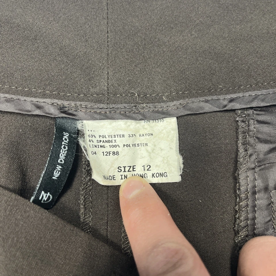 New Directions Brown Dress Pants Size 12 Flat Front Inseam 30" Straight Leg - Image 3 of 4