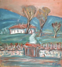 Vintage impressionist oil painting landscape