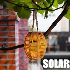 Solar Garden Light Hanging Outdoor Waterproof Garden Simulation Bamboo Lantern
