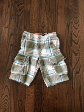 Mini Boden Boys 5Y Green/Blue Plaid Cargo Shorts w/Adjustable Waist - VGUC