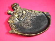 ALTER ASCHENBECHER*ASCHER*ASHTRAY*JÄGER M. FLINTE UND PFEIFE*JAGD*METALL*VINTAGE