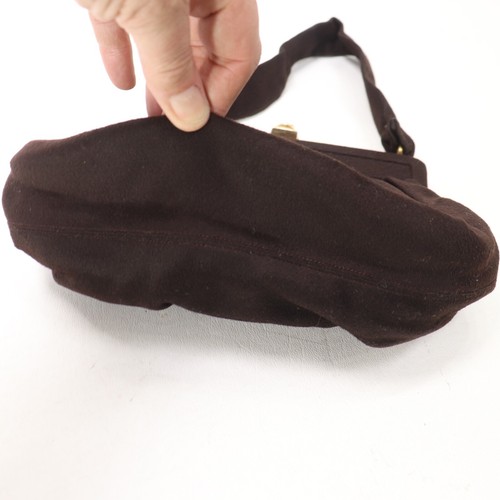 Vtg Morris Moskowitz Satchel Handbag Women S Brown Wool Pleated Lined Latch Bag - Picture 6 of 17