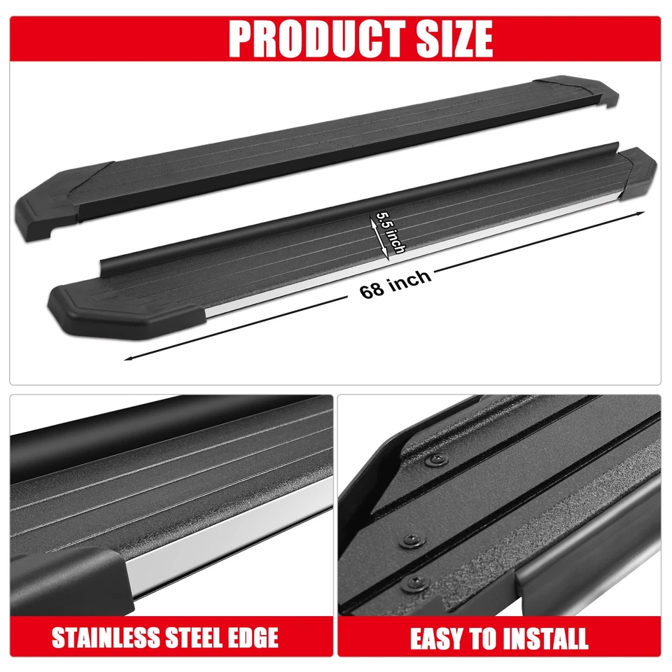 5.5" Running Board Fit 16-22 Honda Pilot / 19-22 Passport BLK Aluminum+SS Edge Foto 4 de 4
