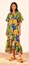 FARM Rio Banana Forest Midi Chemise Dress Size MED