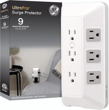 GE 9-Outlet Surge Protector, Multi Plug Outlet Extender, Wall Tap, Adapter Space