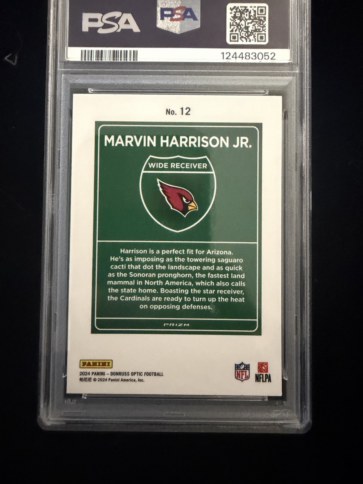 2024 Panini Donruss Optic Downtown! Marvin Harrison Jr. #12 PSA 10 view 2
