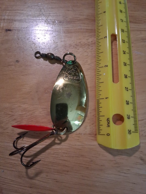 VINTAGE TORSTENSON TACKLE GOLD SPOON ABT 2 1/4" LONG . FISHING