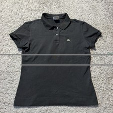 Lacoste Womens Polo Short Sleeve Fitted Cotton Stretch Black Sz 42 XS/S Fit 