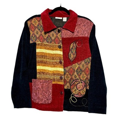 Analogy Vintage Boho Patchwork Jacket Womens Medium Artistic Eclectic Indie
