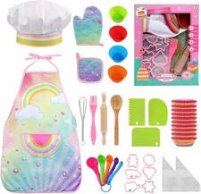 LEADSTAR Kids Baking Set, Aprons for Cooking, Cooking Chef Set Childrens Hat Ap