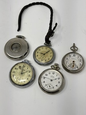 Lot 5 Vintage Pocket Watches Ingersoll New Haven St Regis Emerson Parts Repair